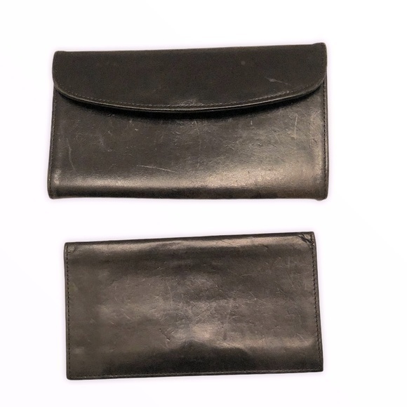 Coach Rare Vintage 2 Piece Black Leather Wallet